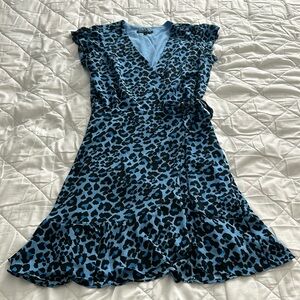 Fun leopard print knee length wrap dress